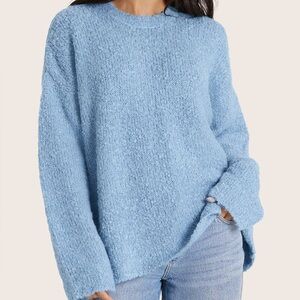SET Active XL Light Blue Crew Neck Sweater Boucle oversized crewneck comfy cozy